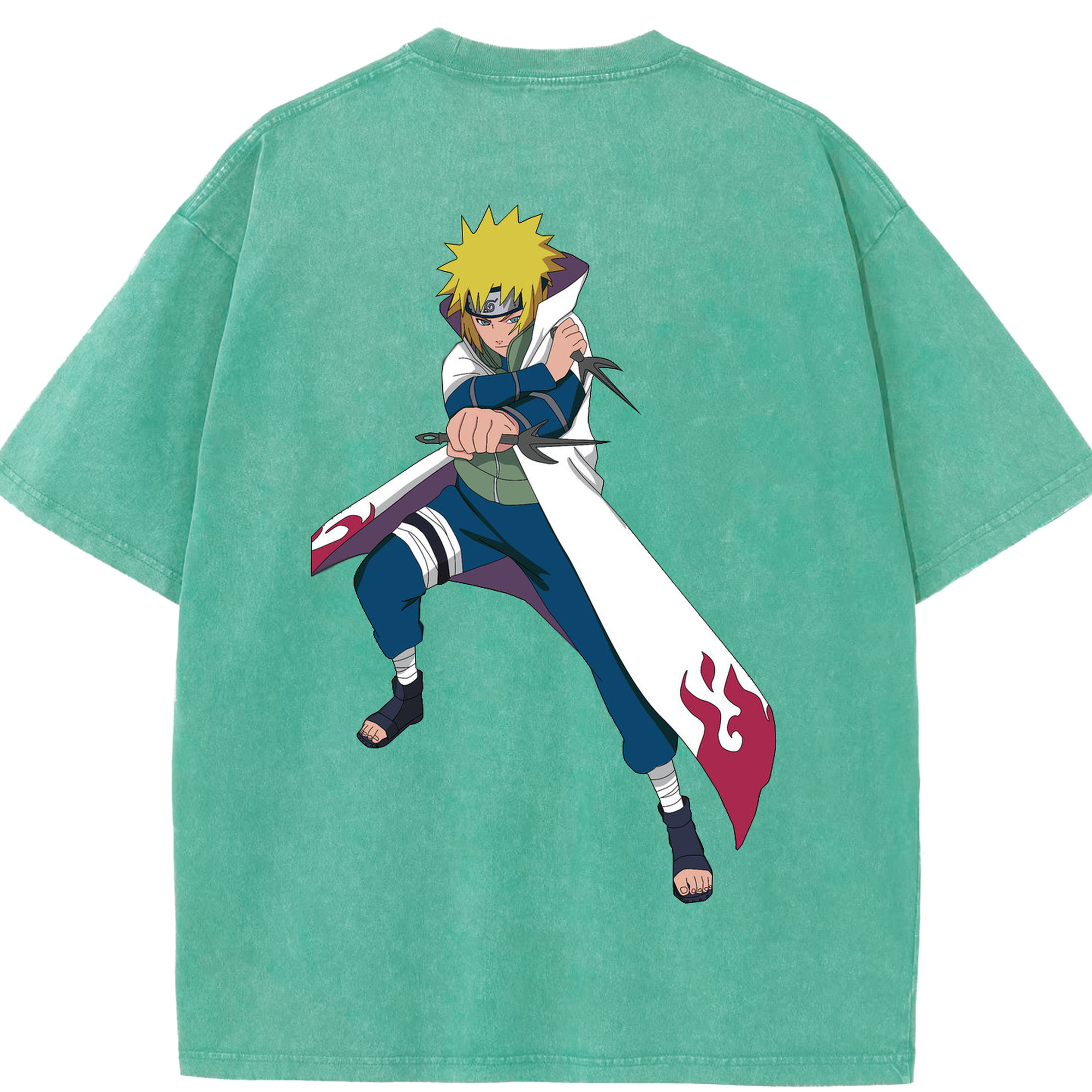 （画像用） NARUTO -ナルト- 波風 ミナト Namikaze Minato 綿100% ヴィンテージ風 半袖Tシャツ（背面プリント）
